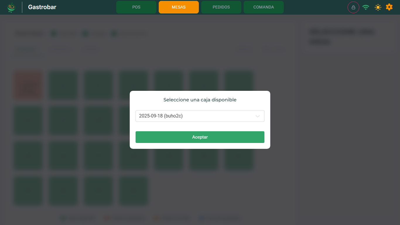 Ventana Seleccione una caja disponible con una caja elegida en el selector