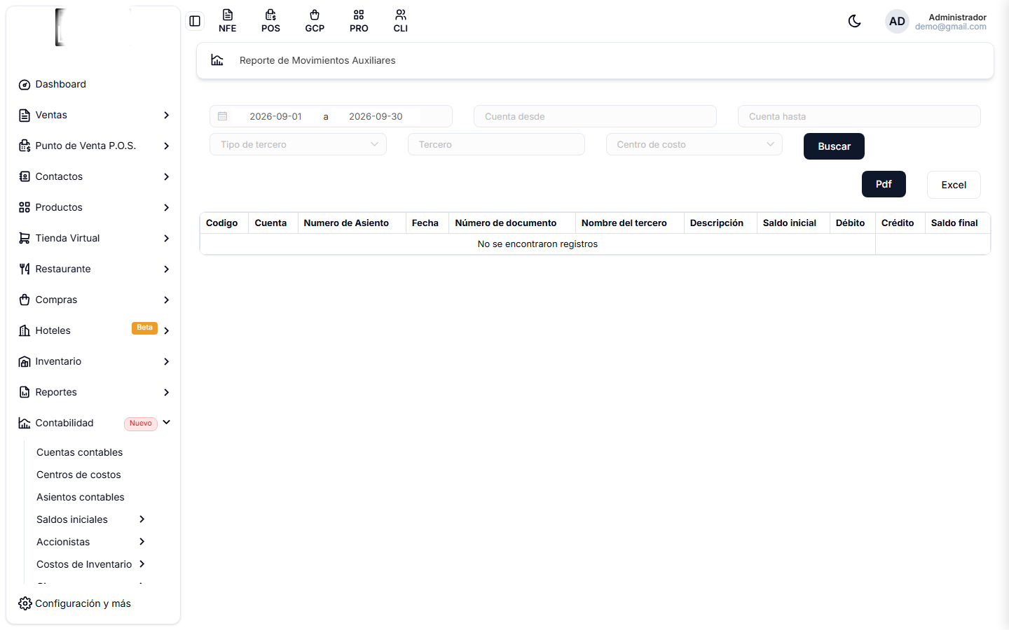 Reporte de Movimiento auxiliar